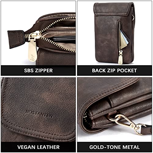 BOSTANTEN Leather Small Crossbody Bags for Women Designer Cell Phone Bag Wallet Purses Adjustable Strap