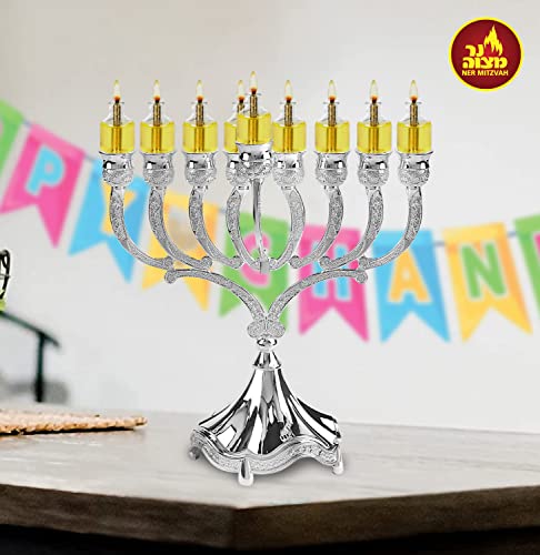 Pre Filled Hanukkah Menorah Oil Cups - Olive Oil Menorah Cups with Wick Ready to Use - 44 Pk Ohr Lights - Large Burns Approx 3 Hours