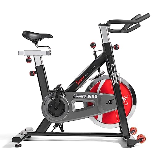 Sunny Health & Fitness Indoor Stationary Cycling Exercise Bike, Cardio Workout for Home, Digital Monitor, Pulse Sensor, with Optional Cadence Sensor and SunnyFit App Enhanced Bluetooth Connectivity