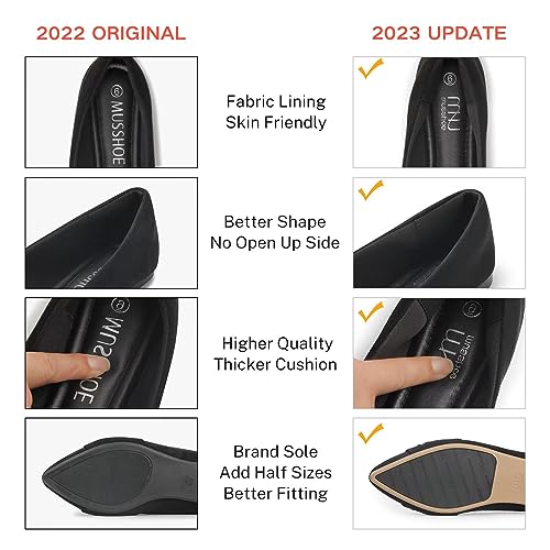 MUSSHOE Flat Shoes Women Comfortable Pointed Toe Slip on Women's Flats