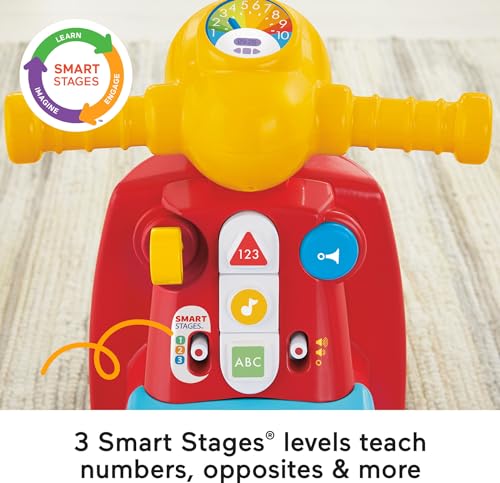 Fisher-Price Baby Learning Toy Laugh & Learn Smart Stages Scooter Ride-On with Music for Developmental Play Toddlers Ages 1+ Years