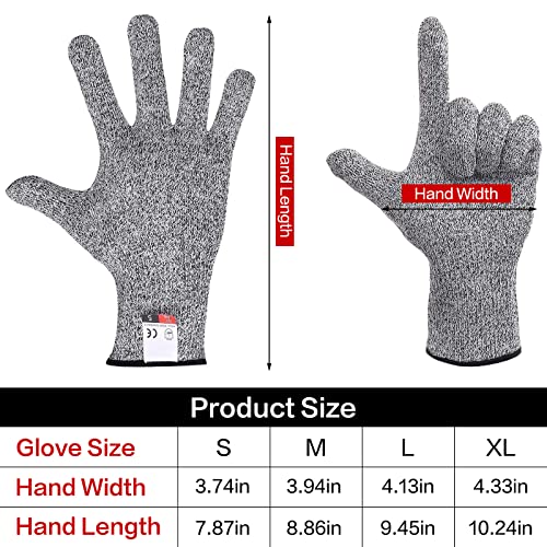 mearens Cut Resistant Gloves, Food Grade Safety Gloves Kitchen Anti Cut Gloves for Cutting, Level 5 Proof Cutting Work Gloves