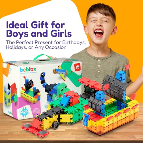 BEBLOX Building Blocks | Building Toys for Kids Ages 4-8 500-piece Set - Learning & Educational Fun Stem Toys - Birthday Gifts for Boys & Girls Age 4 5 6 7 8 9 10 11 & 12 Year Old Toys