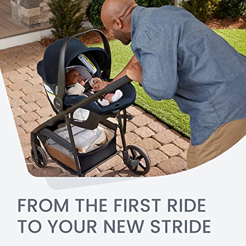 Britax Willow Brook Baby Travel System, Infant Car Seat and Stroller Combo with Aspen Base, ClickTight Technology, RightSize System and 4 Ways to Stroll, Navy Glacier