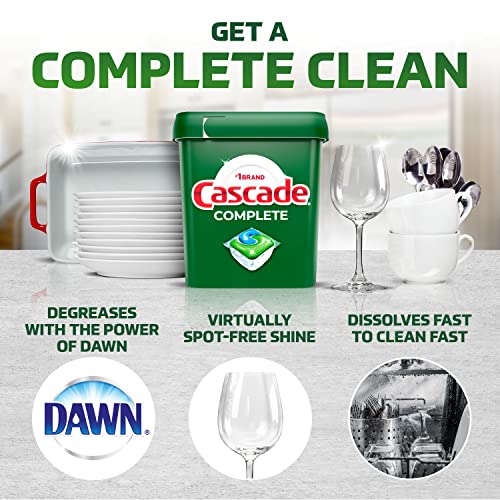 Amazon Cascade Complete Dishwasher Pods, Dishwasher Detergent, Dish Detergent Tab Tablets, Fresh, 100 Count