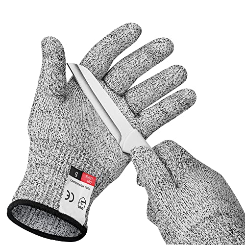 mearens Cut Resistant Gloves, Food Grade Safety Gloves Kitchen Anti Cut Gloves for Cutting, Level 5 Proof Cutting Work Gloves