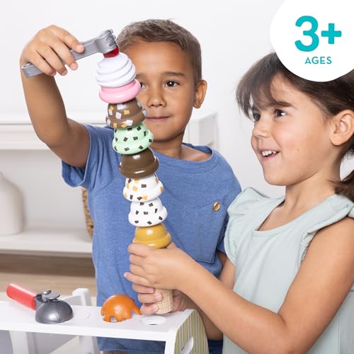 Amazon Melissa & Doug Wooden Scoop & Serve Ice Cream Counter, Pretend Play Store, 28 Toy Food & Play Kitchen Accessories, Preschool Toys for Girls & Boys 3+