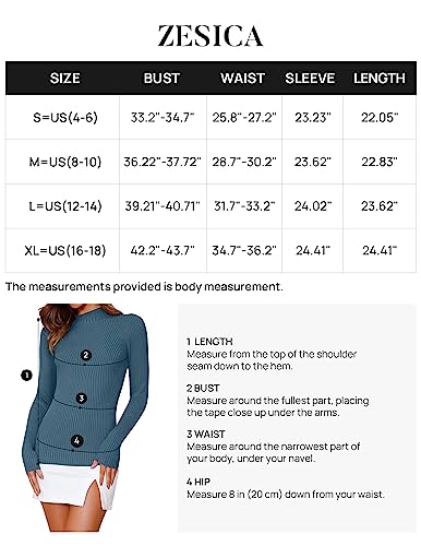 ZESICA Women's 2024 Fall Long Sleeve Turtleneck T Shirts Ribbed Knit Sweater Slim Fit Basic Casual Tee Tops