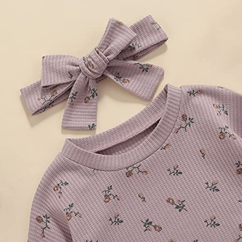 Qiylii Infant Baby Girl Oversized Sweater Romper Knit Floral Long Sleeve Sweatshirts Tops Baby Fall Winter Clothes