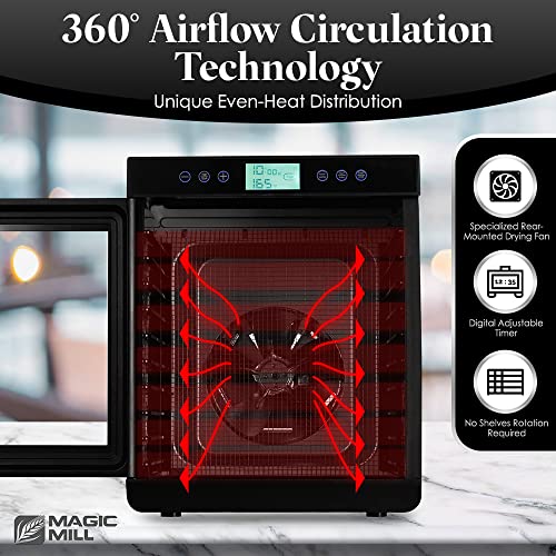 Magic Mill Food Dehydrator Machine - Easy Setup, Digital Adjustable Timer, Temperature Control | Keep Warm Function | Dryer for Jerky, Herb, Meat, Beef, Fruit and to Dry Vegetables