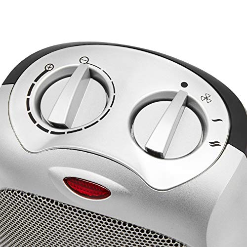 Amazon Basics 1500W Ceramic Personal Heater with Adjustable Thermostat, Silver