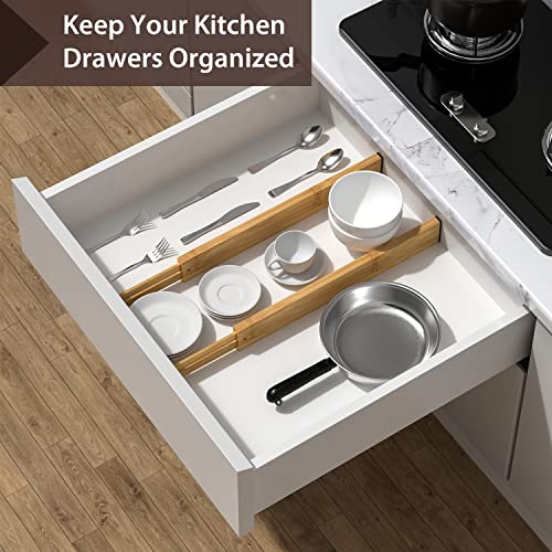 Amazon 4 PCS Drawer Divider, 17"-22" Adjustable Bamboo Drawer Dividers Organizers, Expandable Separators for Kitchen, Clothes, Dressers, Home, Office