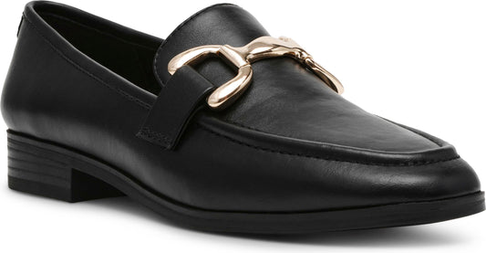 Anne Klein Halle Buckle Loafer, Main, color, Black Smooth