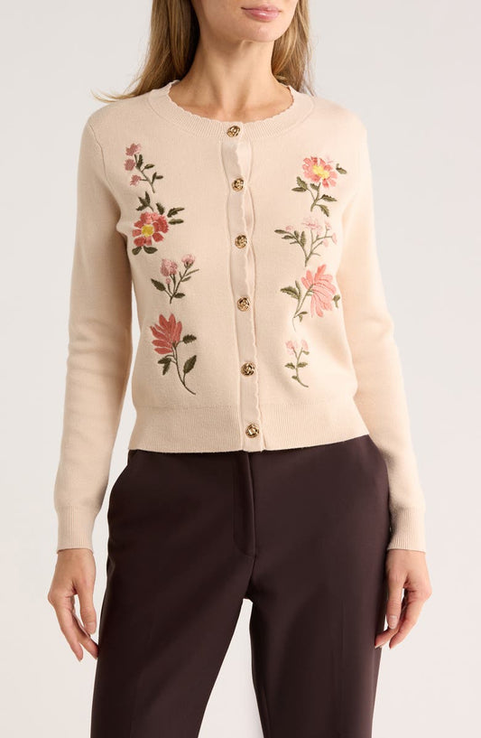 T Tahari Embroidered Cardigan