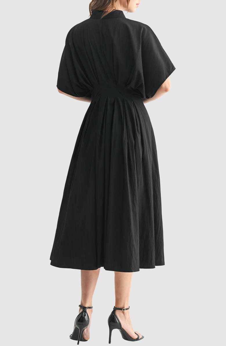 Lush Short Sleeve Pleated Midi Shirtdress