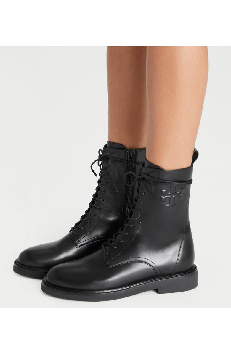 Double-T Croc Embossed Combat Boot (Women)
