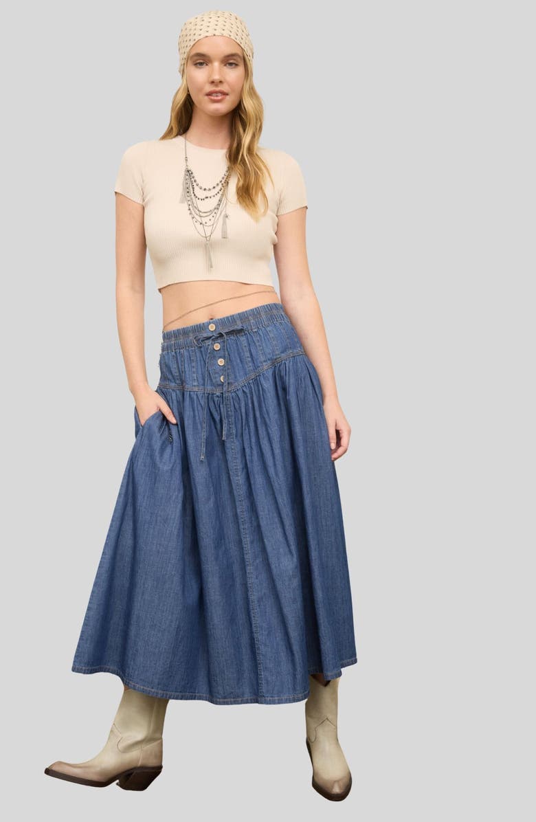 Blu Pepper Western Denim Maxi Skirt