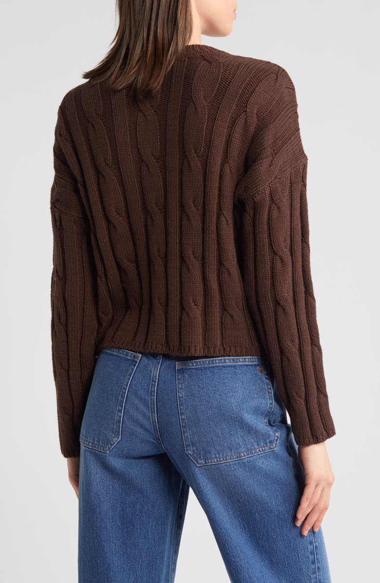 Madewell Cable Knit V-Neck Crop Sweater