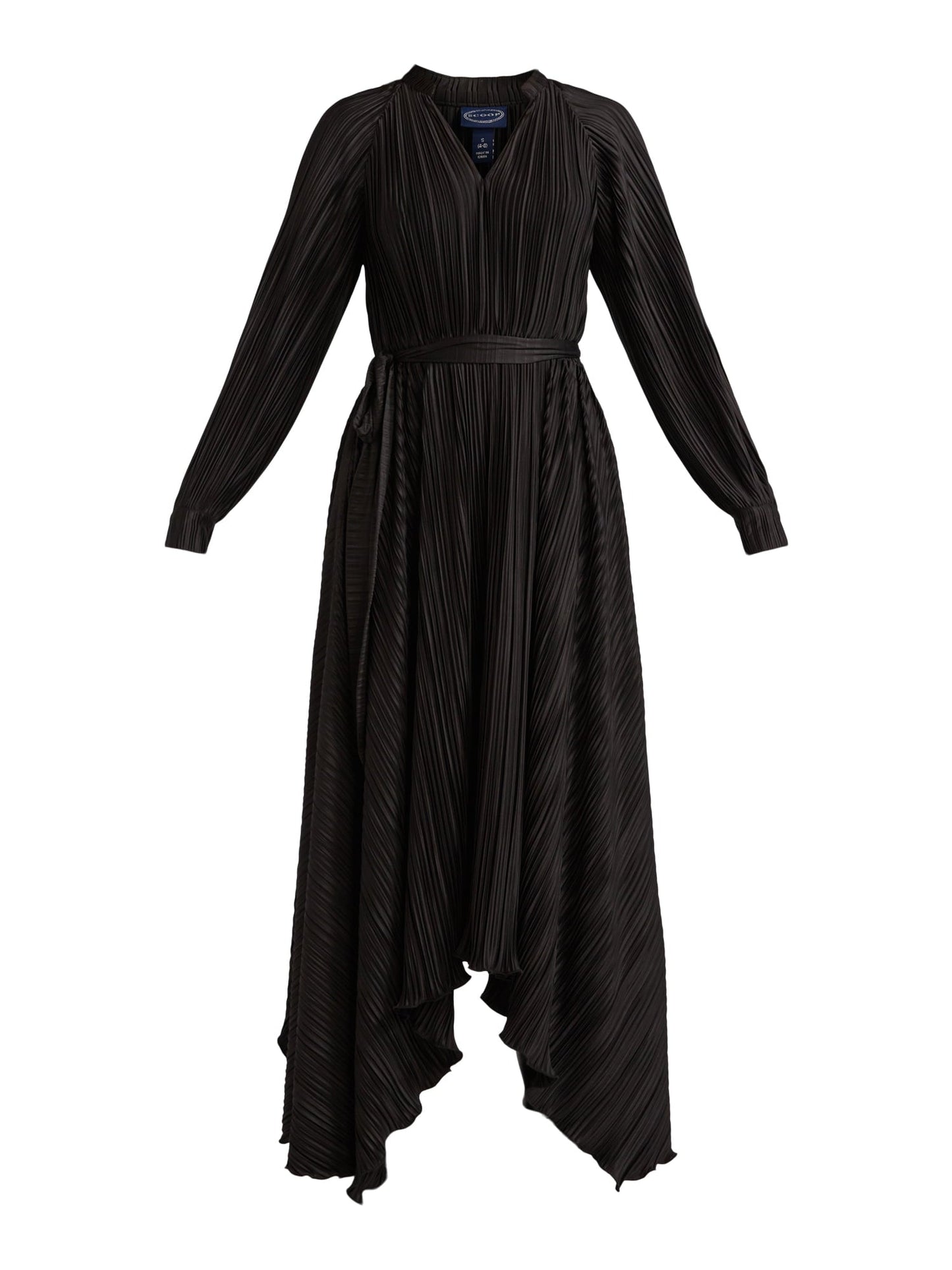 thumbnail image 4 of Scoop Women’s Pleated Handkerchief Hem Dress with Long Sleeves, Sizes XS-XXL, 4 of 5