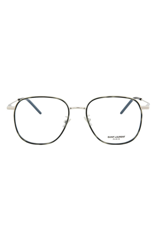 Saint Laurent 54mm Square Optical Frames, Main, color, SILVER/ SILVER TRANSPARENT