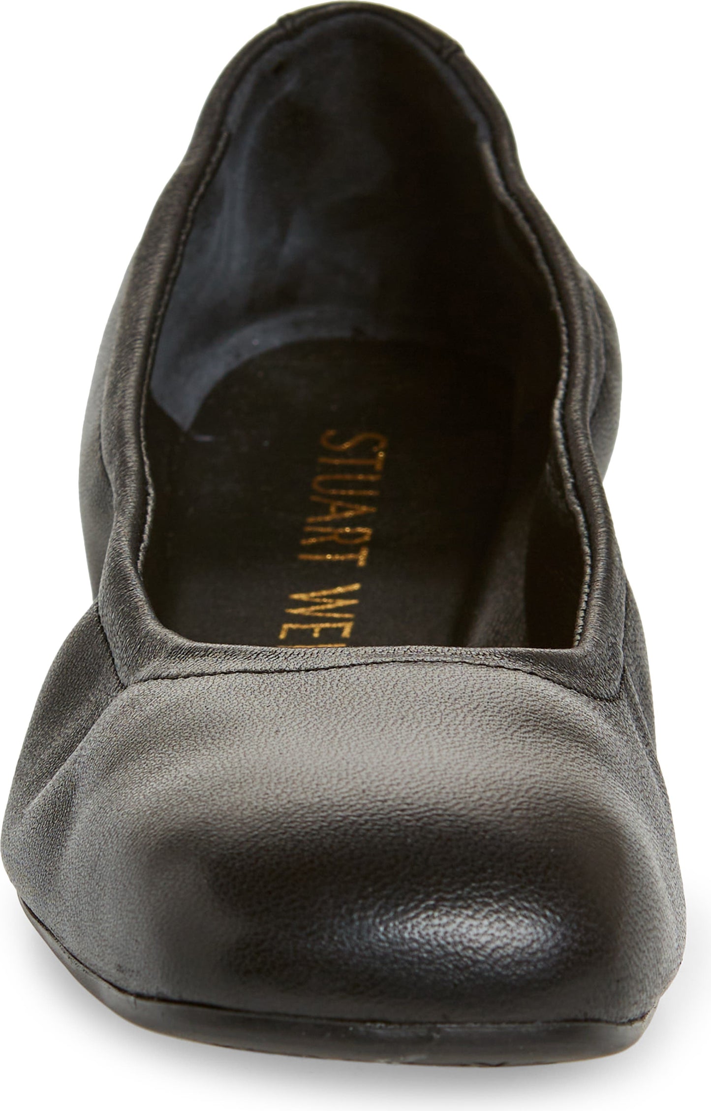 Stuart Weitzman Leather Ballet Flat, Alternate, color, BLACK