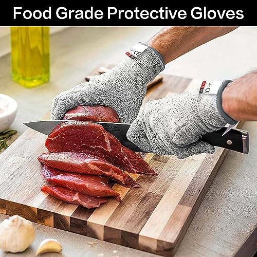 mearens Cut Resistant Gloves, Food Grade Safety Gloves Kitchen Anti Cut Gloves for Cutting, Level 5 Proof Cutting Work Gloves