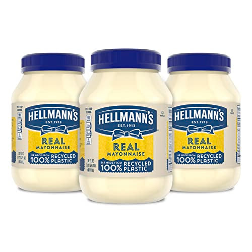 Hellmann's Mayonnaise Real Mayo For A Creamy Condiment For Sandwiches And Simple Meals Gluten Free, Made With 100% Cage-Free Eggs 30 Fl Oz (Pack of 3),Packaging may vary