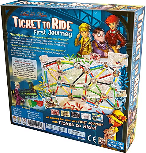 Ticket to Ride First Journey Board Game | Strategy Game | Train Adventure Fun Family Game for Kids and Adults | Ages 6+ | 2-4 Players | Average Playtime 15-30 Minutes | Made by Days of Wonder