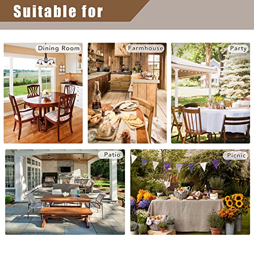 Fitable Faux Linen Tablecloths Rectangle 60 x 144 Inch - 2 Pack Neutral Table Clothes for 10 Foot Tables, Nature Faux Burlap Kitchen Table Covers for Dining, Party, Farmhouse, Banquet, Buffet