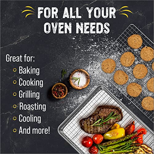 Checkered Chef Baking Sheets for Oven - Half Sheet Pan with Stainless Steel Wire Rack Set 2-Pack - Easy Clean Cookie Sheets, Aluminum Bakeware