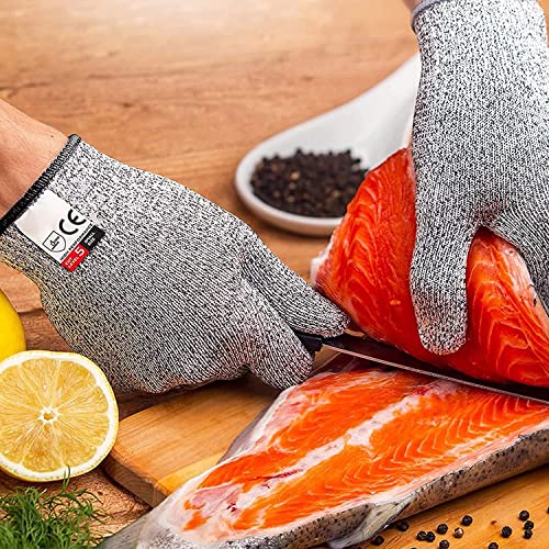 mearens Cut Resistant Gloves, Food Grade Safety Gloves Kitchen Anti Cut Gloves for Cutting, Level 5 Proof Cutting Work Gloves