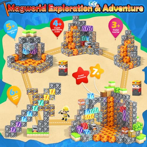 Amazon 100PCS Magnetic Blocks Building Toys, Gem Cave Adventure Building Craft, Learning Sensory Toys for Boys Girls Age 3-12, Game Gift for Kids Little Gamers