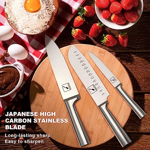 imarku Knife Set - 15PCS Kitchen Knife Set Japanese High Carbon Stainless Steel Knives Set for Kitchen, Dishwasher Safe Chef Well Balance Knife Block Set, Best Christmas Gifts for Women Men, Black