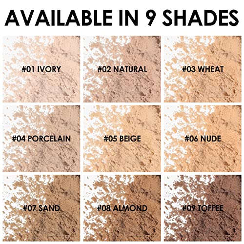 FOCALLURE Oil Control Loose Face Powder, Translucent Loose Setting Powder, Shine-Free Matte Finishing Powder, Long-lasting & Lightweight Sets Foundation Makeup, Includes Velour Powder Puff, Wheat