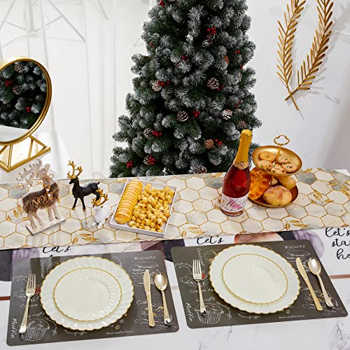 Lullaby 60 Pack Ivory Plastic Plates with Gold Rim, Disposable Elegant Plates Include 30pcs Dinner Plates 10", 30pcs Plastic Dessert Plates 7.5", Perfect for Wedding Party