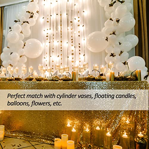 50Pcs Pearl Strings for Floating Candles, Faux Pearls for Vase Filler, Centerpiece Table Decorations for Wedding, Party, Event (Rose Gold)