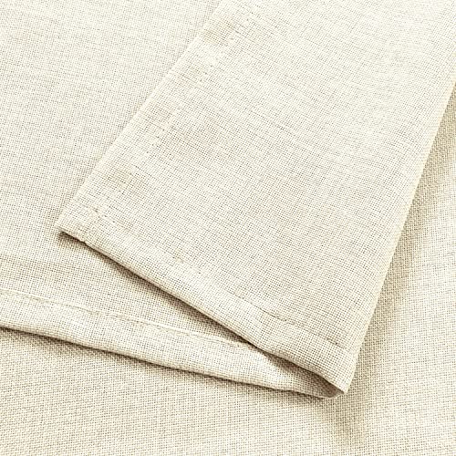 Hiasan Faux Linen Rectangle Tablecloth - Wrinkle and Stain Resistant Washable Table Cloth for Kitchen Dining Room Holiday Table Cover for Dinner, Champagne, 90 x 132 Inch