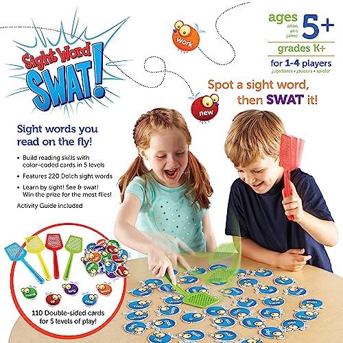 Learning Resources Sight Word Swat a Sight Word Game, Visual, Tactile and Auditory Learning, 114 Pieces, Ages 5+, Multi-color