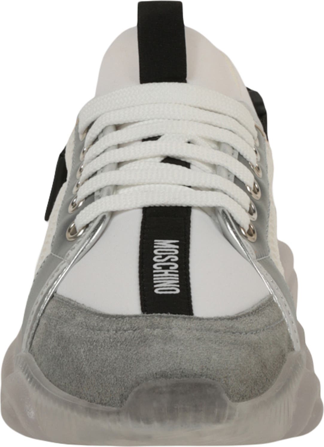 Moschino Mesh Suede Sneaker, Alternate, color, WHITE GREY