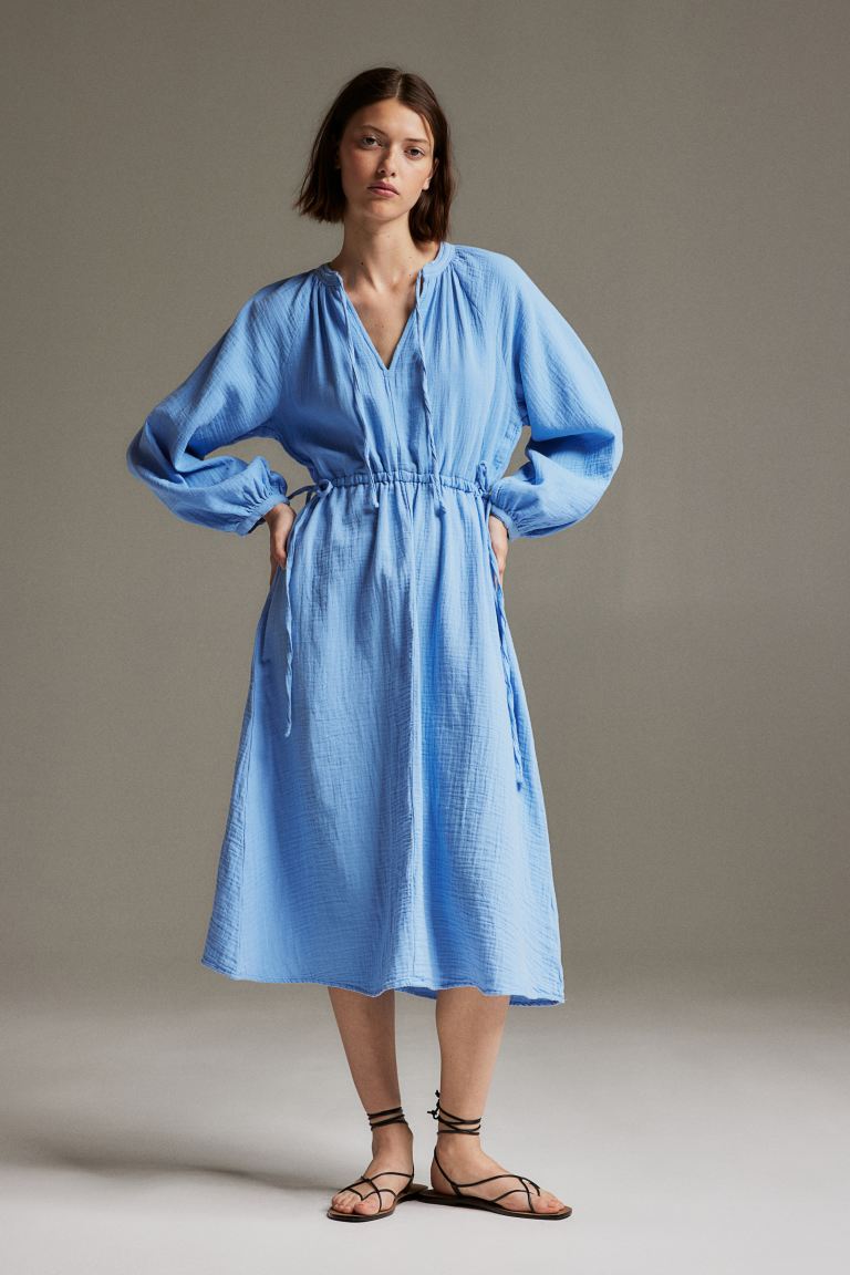 double weave cotton dress Boden Women's Daphne Double Cloth Dress in Blue