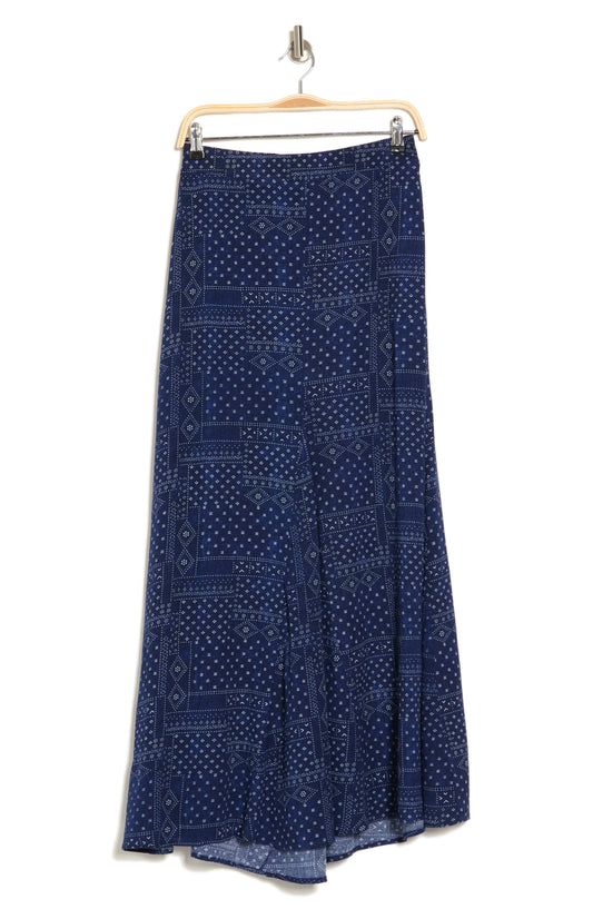 Bobeau Godet Maxi Skirt, Main, color, NAVY/ WHITE