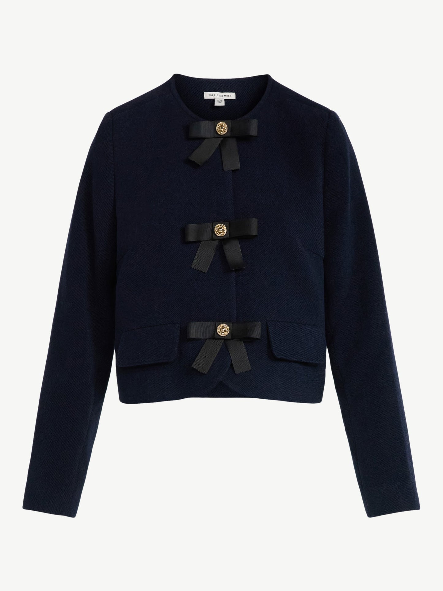 Walmart Free Assembly Women's Bow Front Cropped Jacket, Sizes XS-XXL