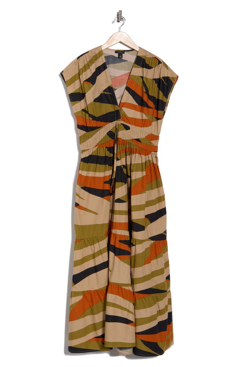 Halogen® Stripe Cap Sleeve Cotton Maxi Dress