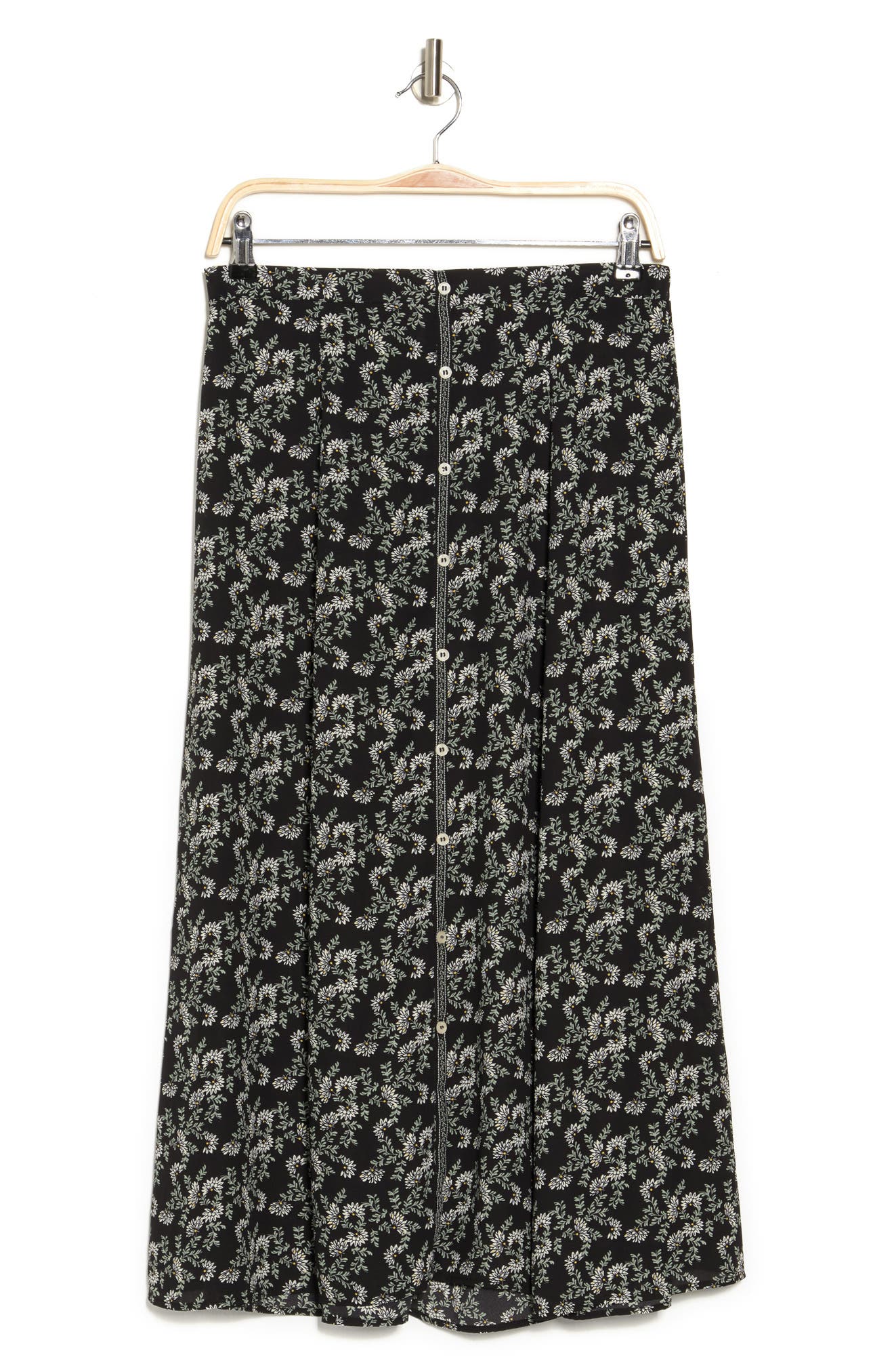 MAX STUDIO Button Front Maxi Skirt, Alternate, color, BLACK MINI MRGLDS