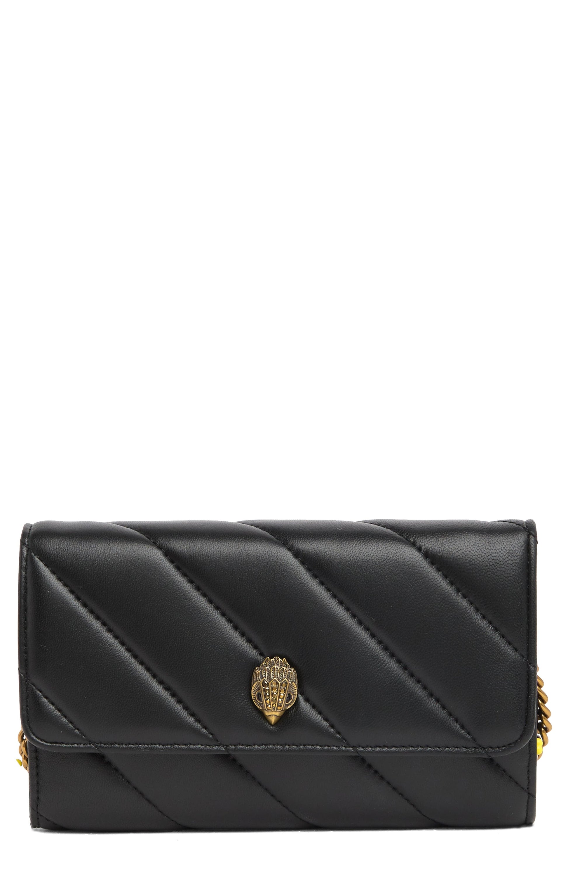 Kurt Geiger London Soho Leather Wallet on Chain, Main, color, Black