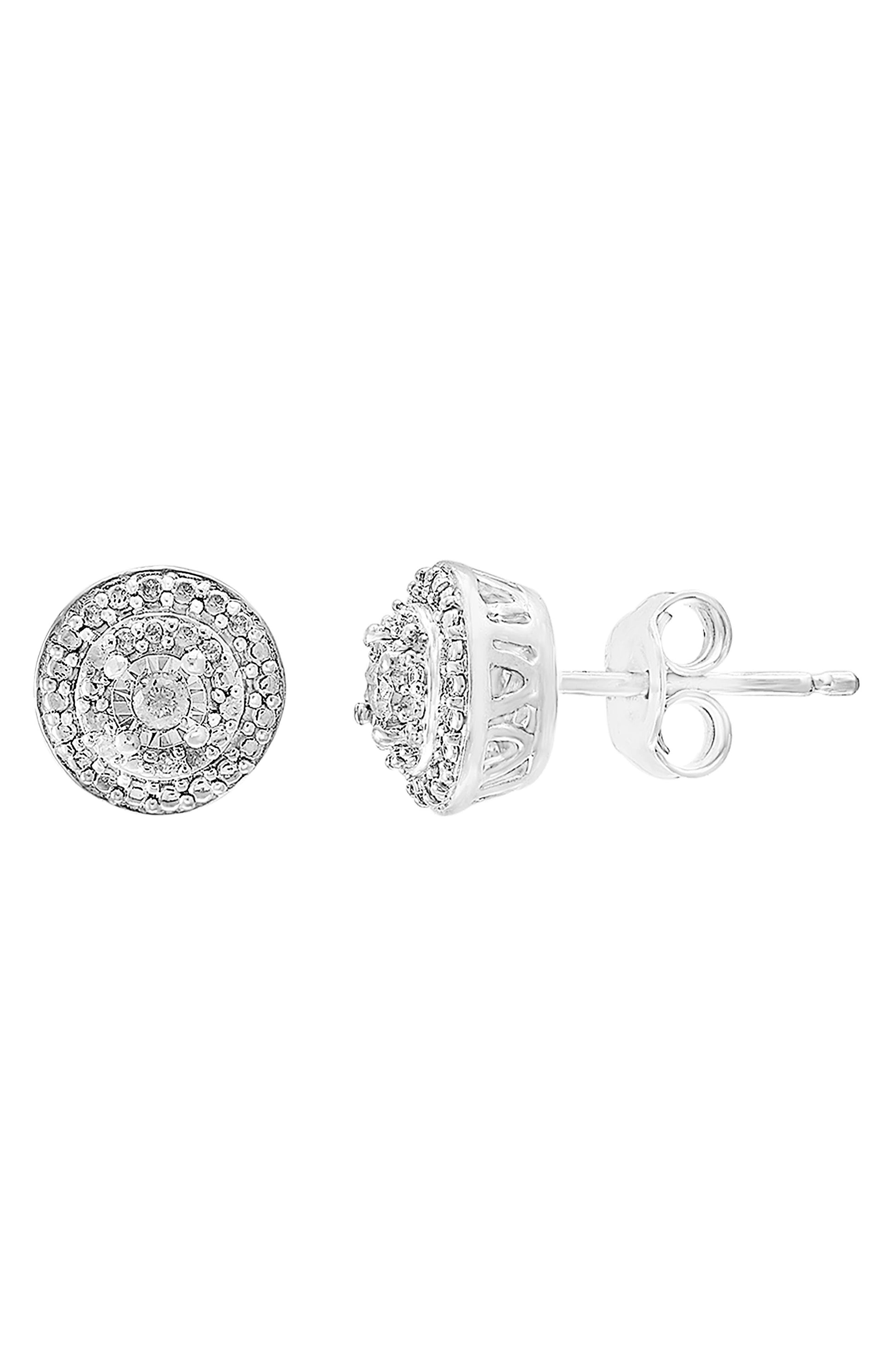 EFFY Sterling Silver Diamond Stud Earrings - 0.10 ctw, Main, color, WHITE