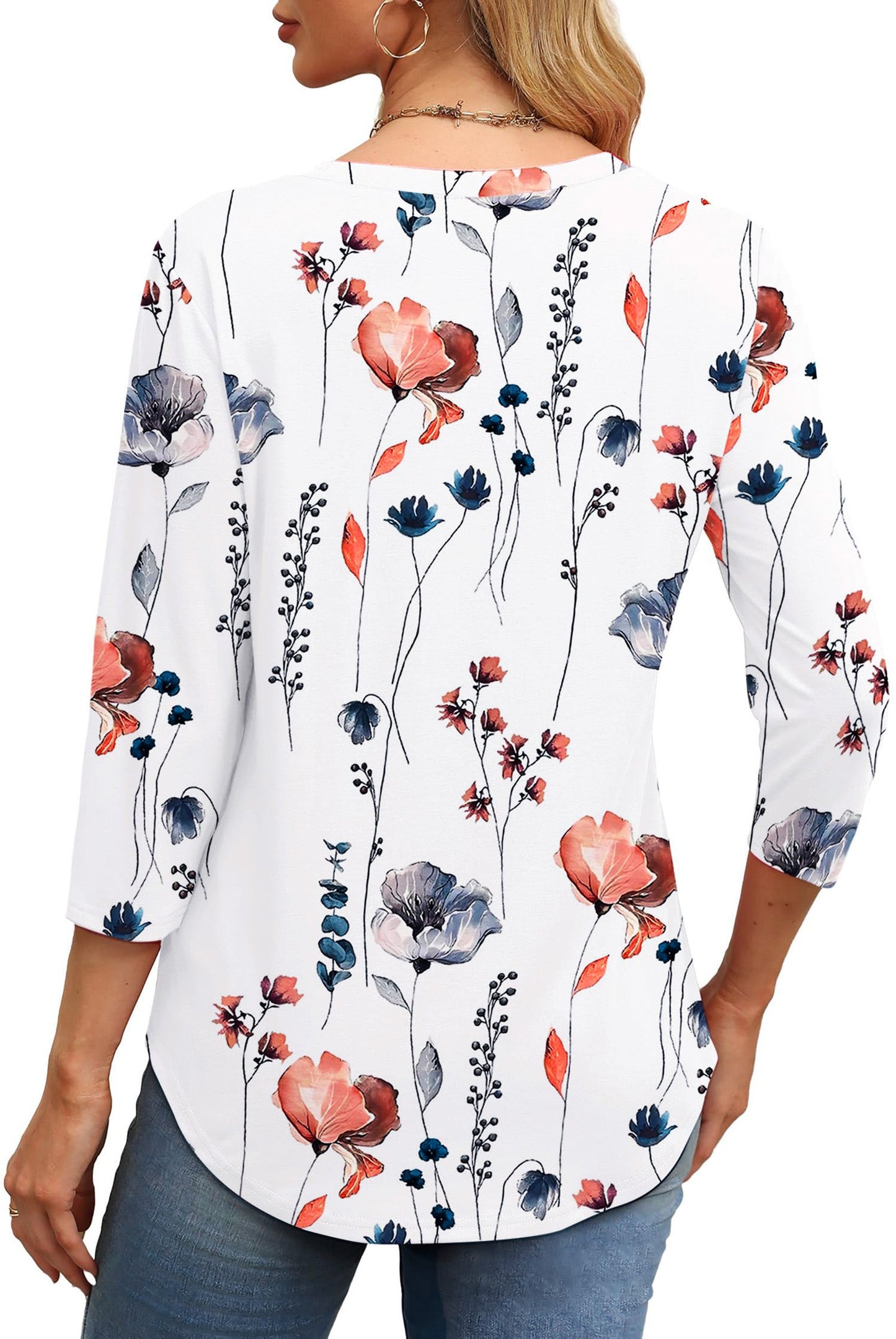 Walmart Fantaslook Womens Plus Size Tops 3/4 Sleeve Pleated Dressy Blouses Crew Neck Casual Tunic Tops Summer Shirts