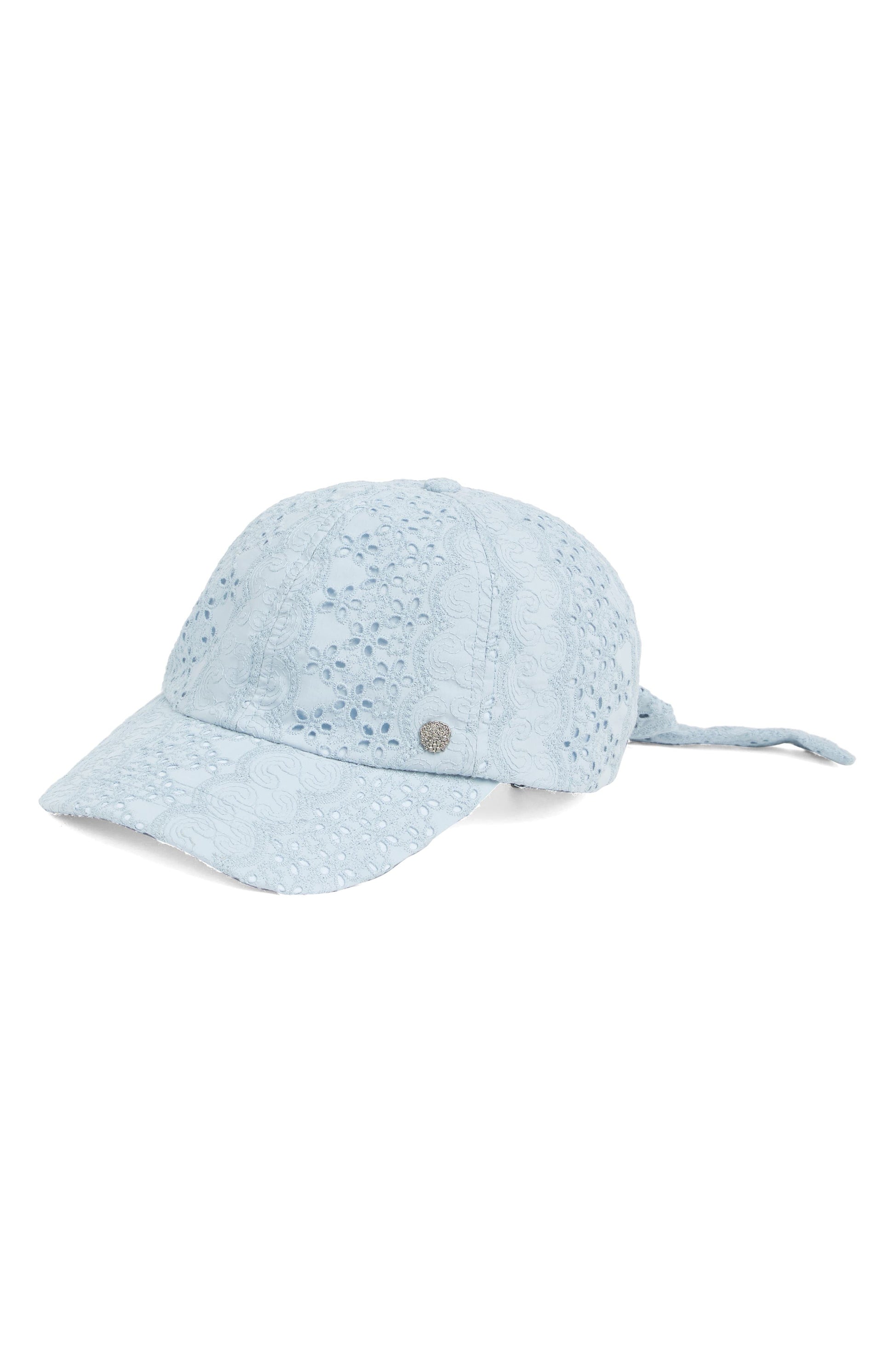 Vince Camuto Eyelet Baseball Tied Cap, Main, color, CHAMBRAY