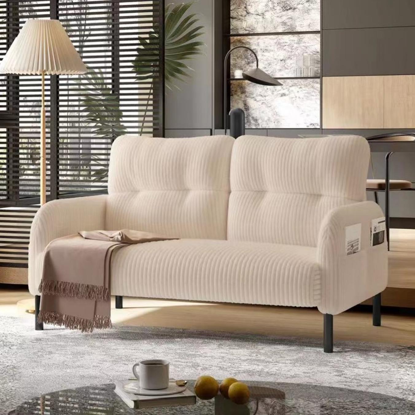 Walmart 47" Small Loveseat Sofa Couch for Small Spaces,Corduroy Upholstered 2-Seater Love Seats for Apartment, Bedroom,Office,Beige
