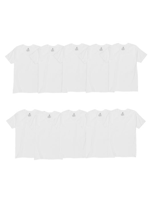 Hanes Men's Super Value Pack White V-Neck Undershirts, 10 Pack - image 1 of 9